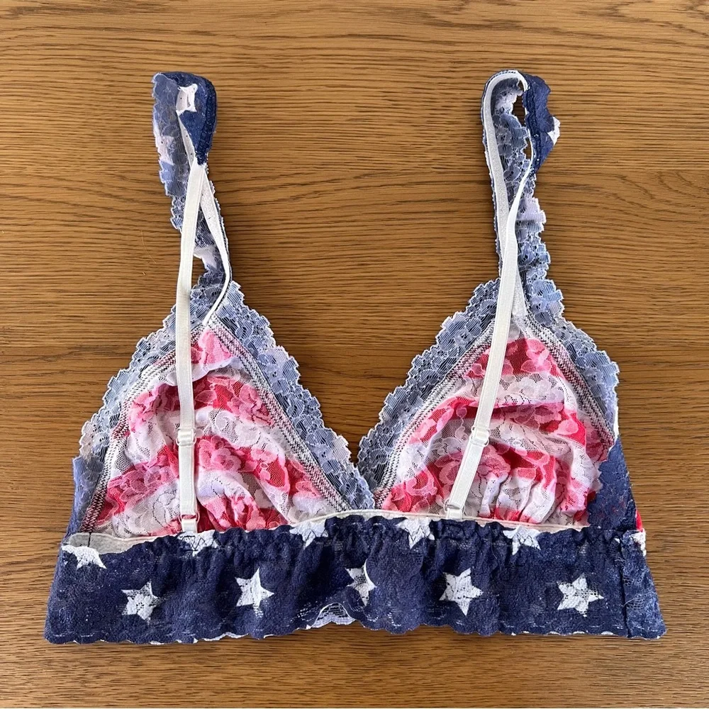 Hanky Panky Red White & Blue Stars & Stripes Lacey Bralette, Size Small - Picture 3 of 6